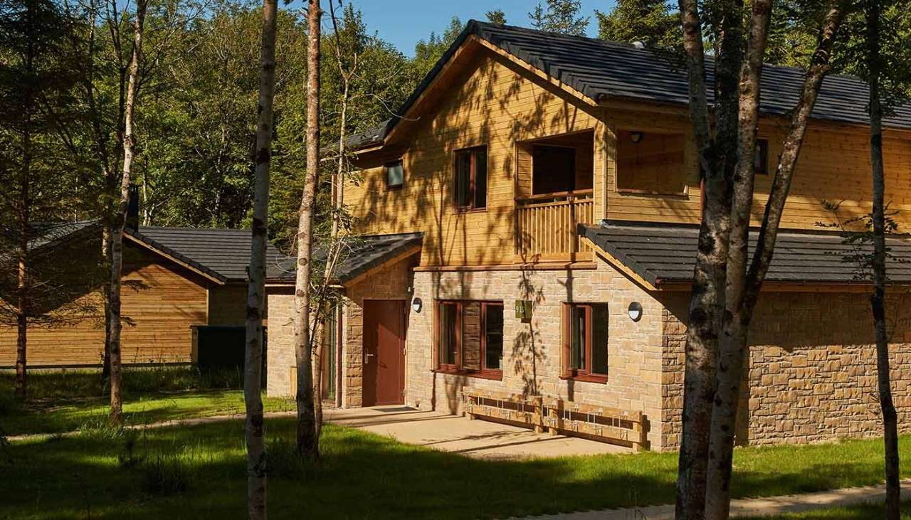 Woodland Lodge exterior surrounded by trees